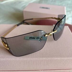 Miu Miu Gold and Gray Women's Sunglasses